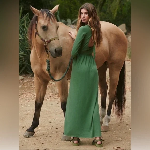 Free people beach Sylvie green Maxi dress - Picture 2 of 3